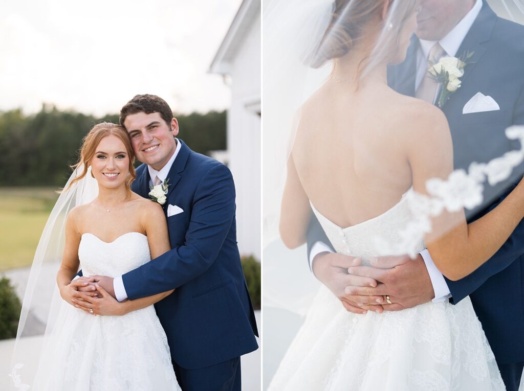 bride and groom wedding portraits, wedding photos under veil, historic venues in Virginia, Raleigh wedding photographer, classic wedding venue