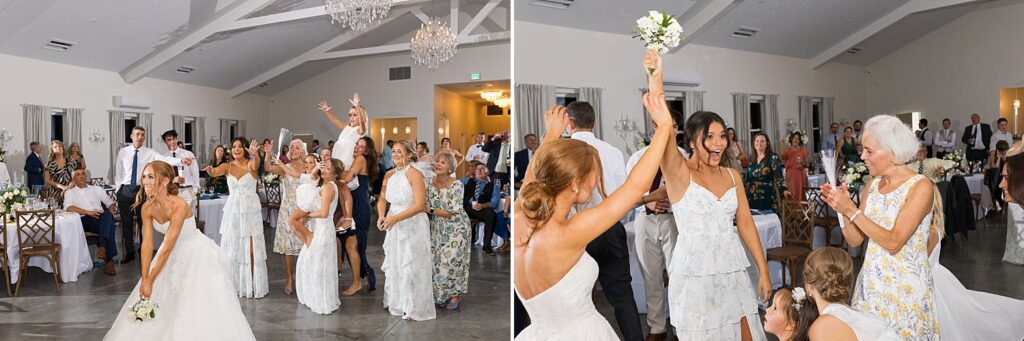 wedding reception, bouquet toss, the legacy at willow pond wedding, Raleigh wedding photographer, historic venues in Virginia, Virginia wedding photos