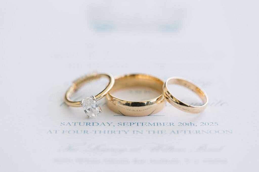 wedding rings, wedding invitations, wedding details, the legacy at willow pond wedding, the legacy at willow pond wedding inspiration, Virginia wedding photos
