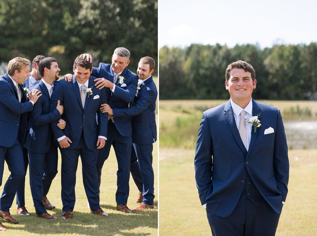 groom, groomsmen, wedding party, the legacy at willow pond wedding, Raleigh wedding photographer, historic venues in Virginia, classic wedding venue, Virginia wedding photos