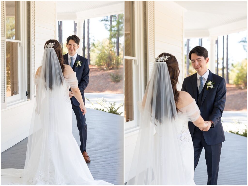 first look | bride and groom | Wedding day at The Upchurch in Raleigh | Intimate Raleigh NC wedding venue | Timeless wedding at a historic Raleigh venue | The Upchurch wedding photographer | Raleigh wedding photography experience