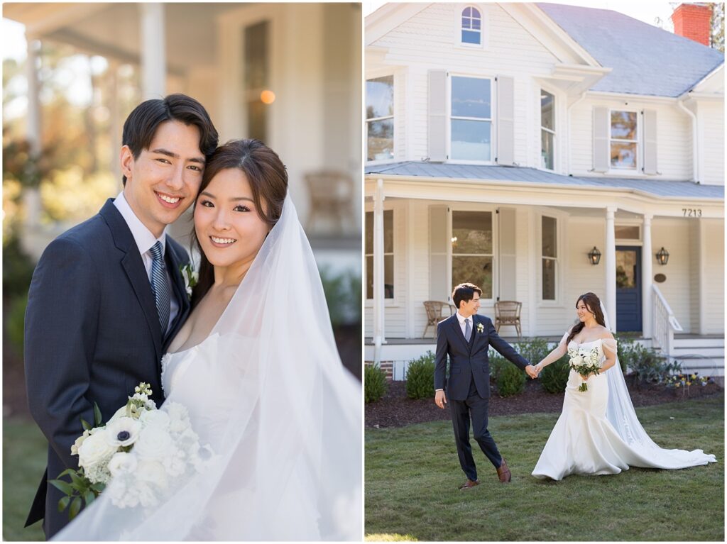 bride and groom portraits | Wedding day at The Upchurch in Raleigh | Intimate Raleigh NC wedding venue | Timeless wedding at a historic Raleigh venue | The Upchurch wedding photographer | Raleigh wedding photography experience