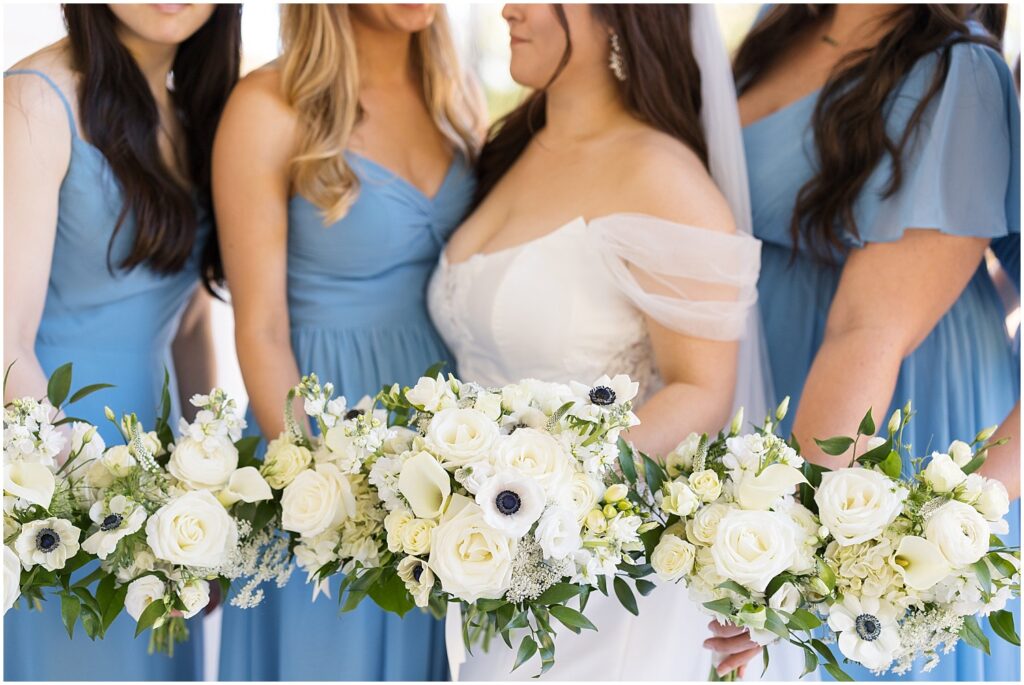 wedding flowers | blue and white wedding | bridesmaids | Raleigh NC wedding photographer | The Upchurch wedding photographer | Sarah Hinckley wedding photographer in Raleigh | Raleigh wedding photography at The Upchurch | The Upchurch Raleigh NC wedding