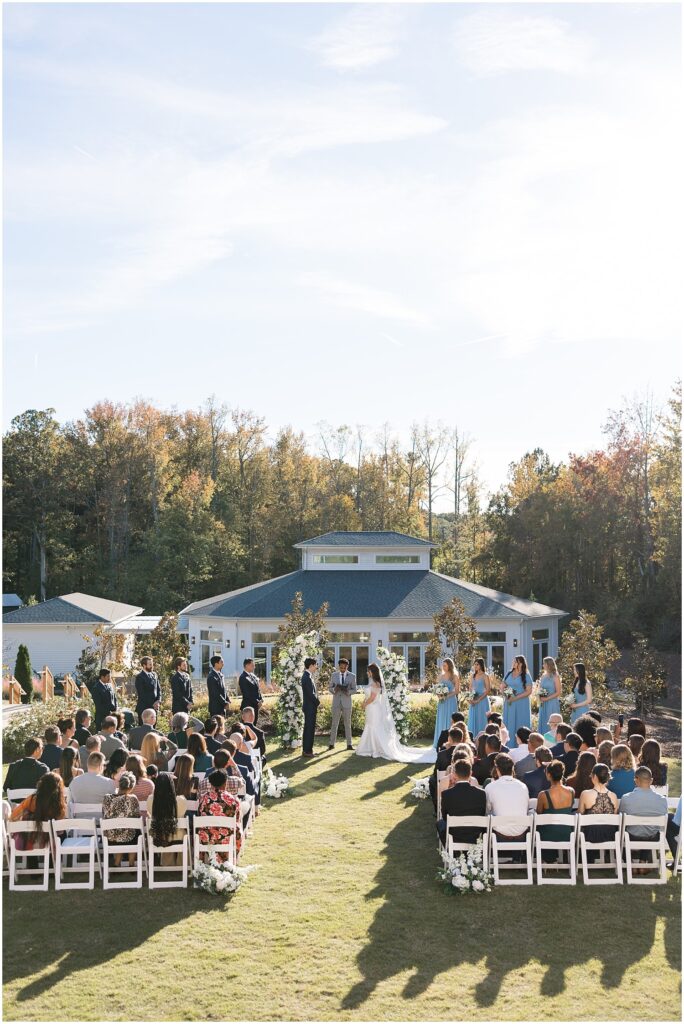 outdoor wedding ceremony | The Upchurch wedding inspiration | Classic fall wedding at The Upchurch | Elegant Raleigh wedding inspiration | The Upchurch wedding photos | Romantic wedding venue in Raleigh NC