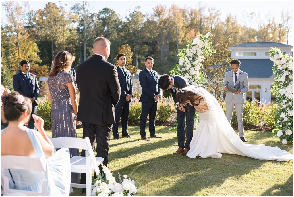 outdoor wedding ceremony | The Upchurch wedding inspiration | Classic fall wedding at The Upchurch | Elegant Raleigh wedding inspiration | The Upchurch wedding photos | Romantic wedding venue in Raleigh NC
