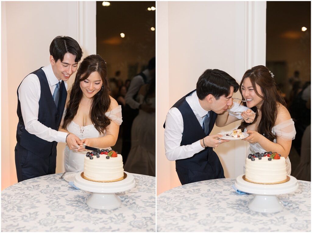 Wedding cake | cake cutting | Wedding day at The Upchurch in Raleigh | Intimate Raleigh NC wedding venue | Timeless wedding at a historic Raleigh venue | The Upchurch wedding photographer | Raleigh wedding photography experience