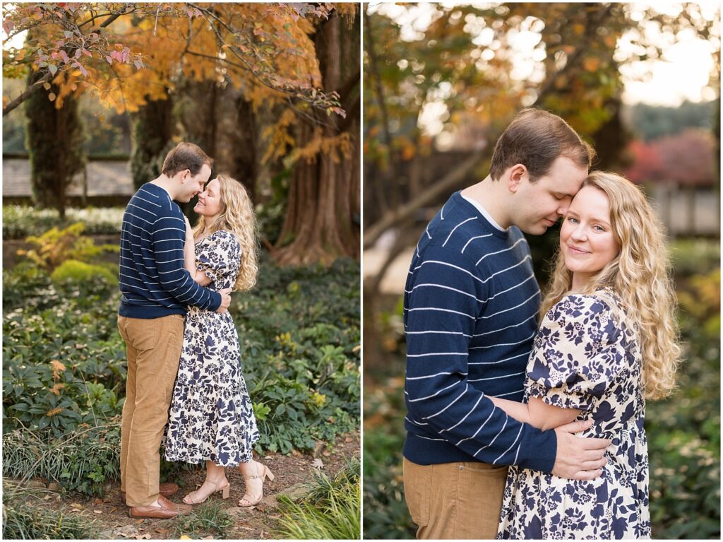 Engagement session outfit inspiration | Garden engagement outfit ideas | Raleigh Rose Garden engagement session | Raleigh engagement photographer | Romantic engagement photos in Raleigh NC