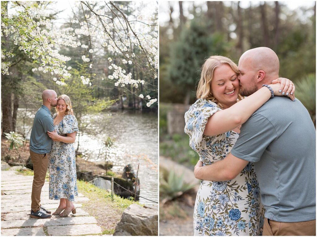 duke gardens, spring engagement photos, cherry blossom season, garden engagement photos