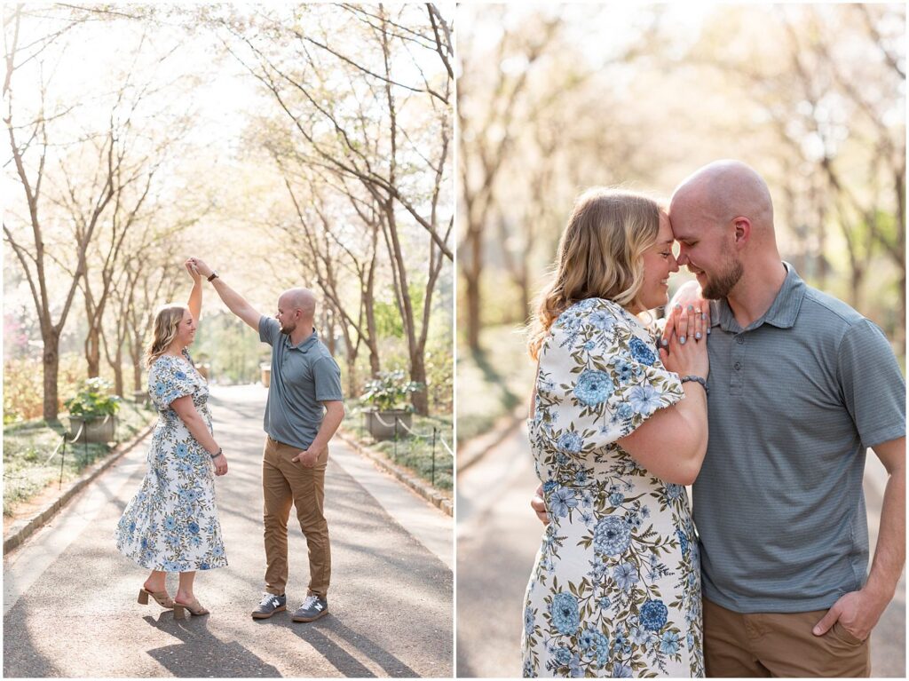 duke gardens, spring engagement photos, durham nc, garden engagement photos