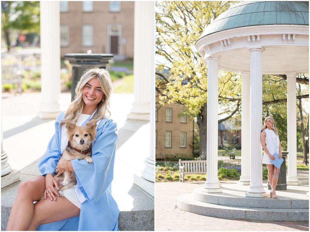 spring senior photos, UNC grad photos, UNC Chapel Hill, senior photographer, grad photos with your dog