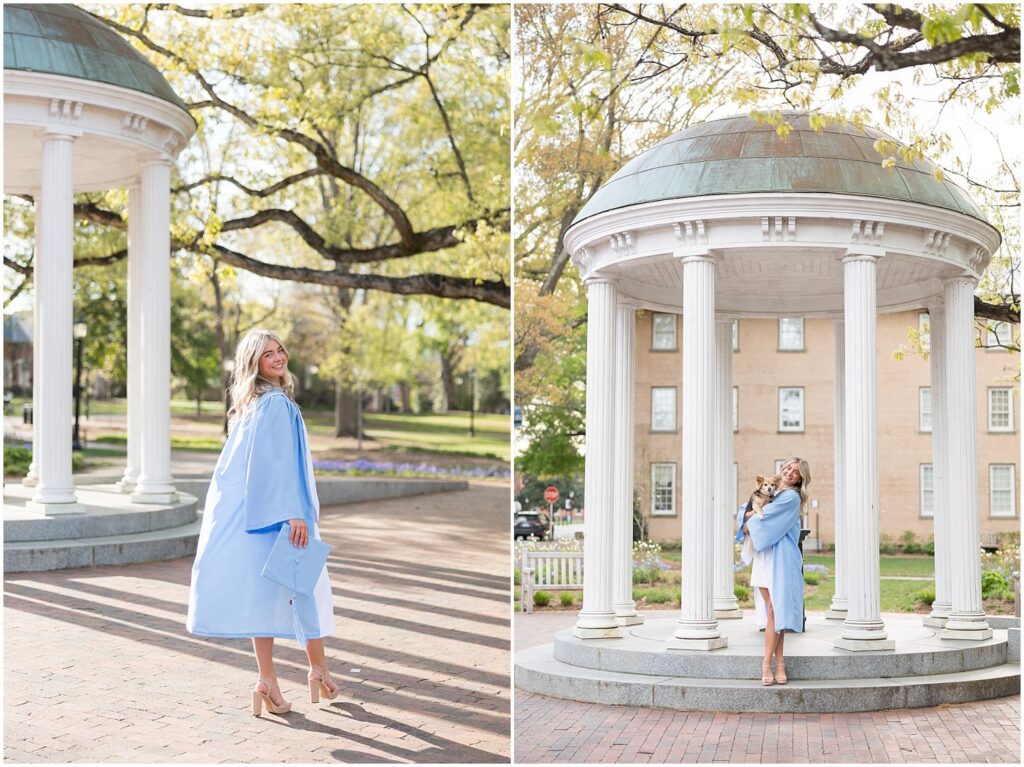 spring senior photos, UNC grad photos, UNC Chapel Hill, senior photographer, grad photos with your dog