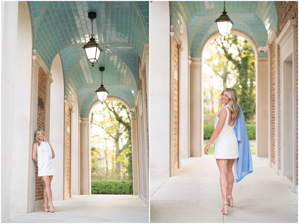 spring grad photos, UNC Old Well, UNC Bell Tower, UNC Chapel Hill, senior photographer
