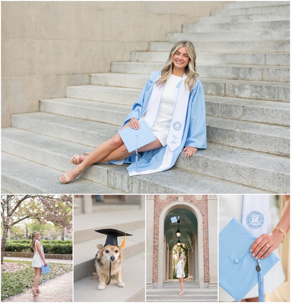 spring senior photos, UNC grad photos, UNC Chapel Hill, senior photographer, grad photos with your dog