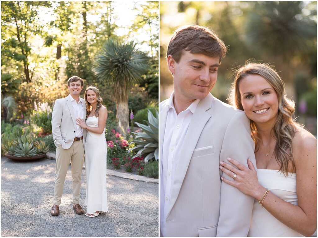 Classy engagement photos in Raleigh surrounded by greenery and flowers at Duke Gardens | Sarah Hinckley Photography