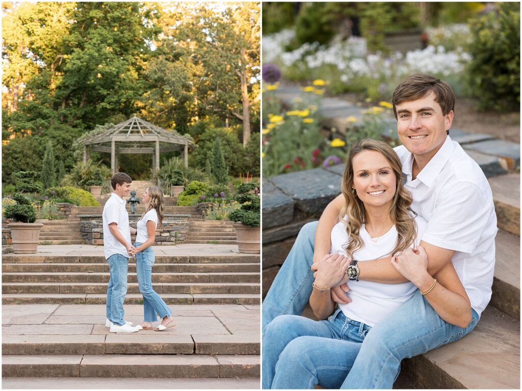 sitting together on the steps at duke gardens | Sarah Hinckley Photography