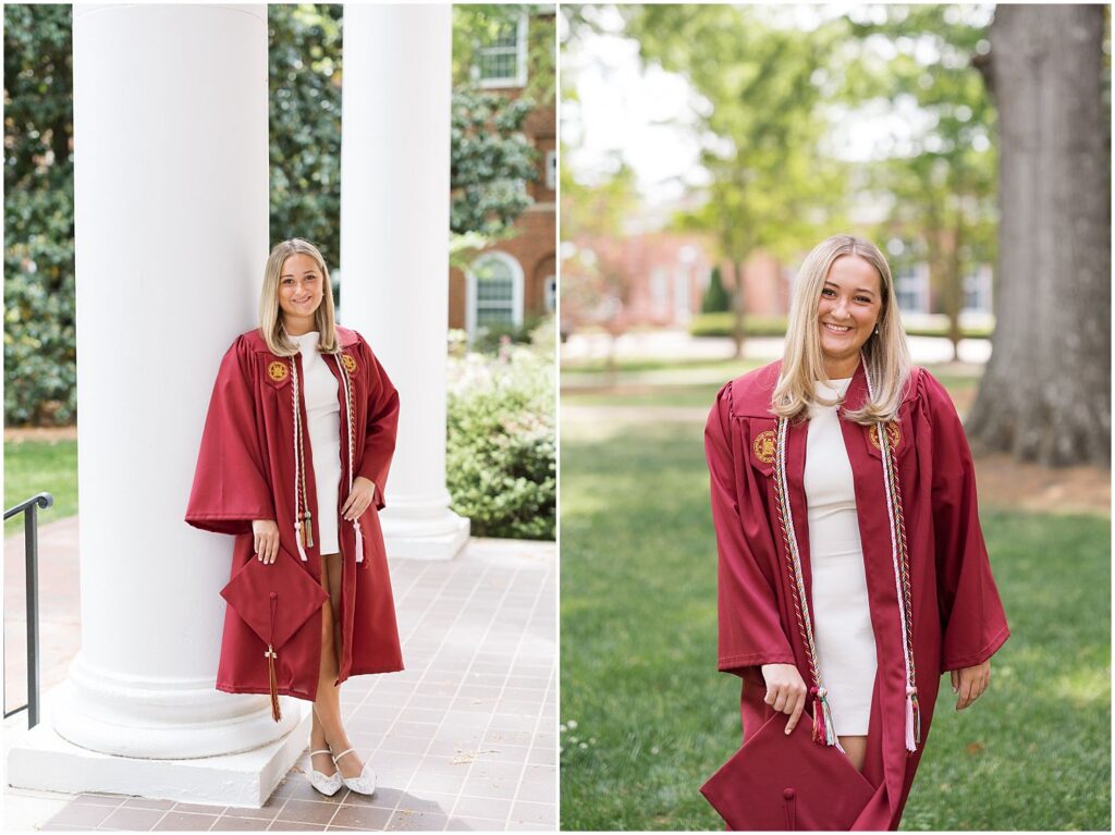 Elon University senior photos, NC senior photographer, Elon University grad photos, Elon senior session inspiration, Elon University photo locations