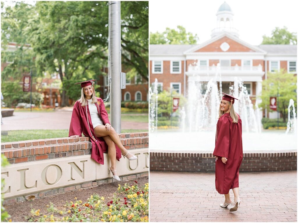 Elon University senior photos, NC senior photographer, Elon University grad photos, Elon senior session inspiration, Elon University photo locations
