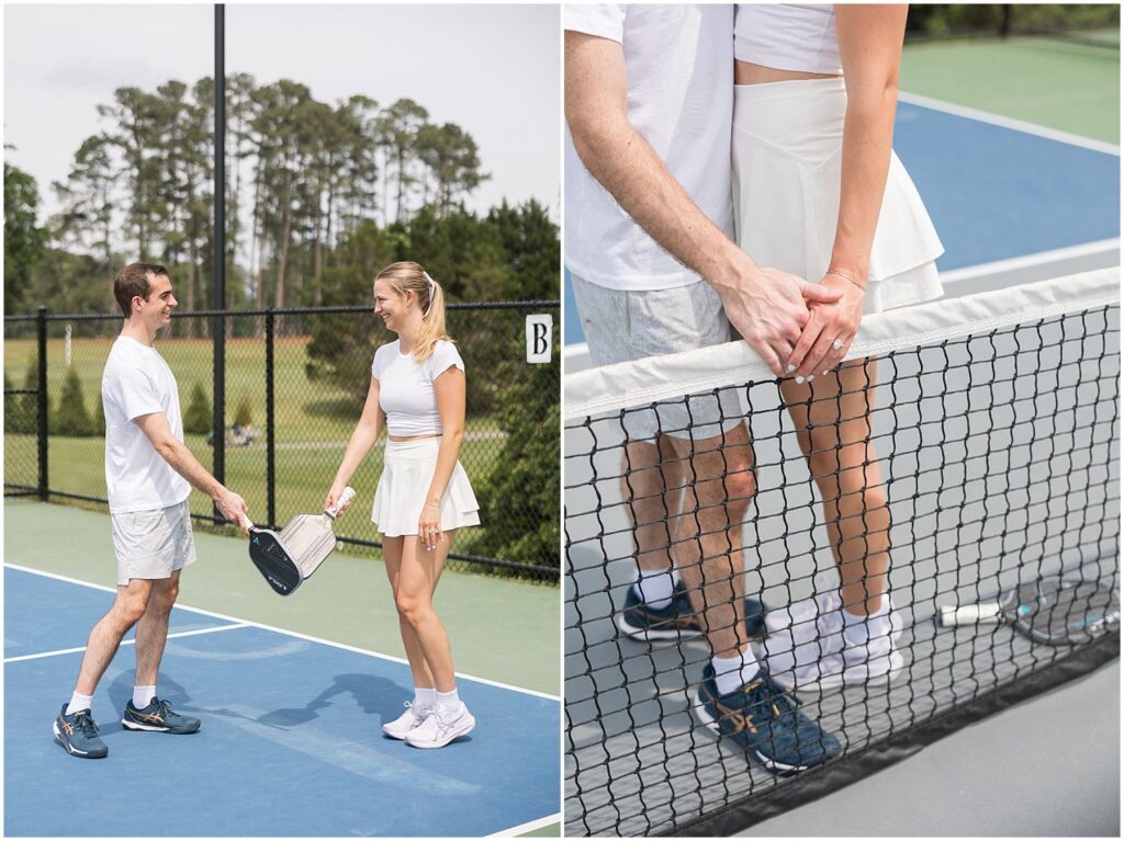 Durham NC Engagement Photographer | Sarah Hinckley Photography, Pickleball Engagement Photos | Sarah Hinckley Photography, Durham NC Pickleball Photos | Sarah Hinckley Photography, Hope Valley Country Club Wedding Photographer