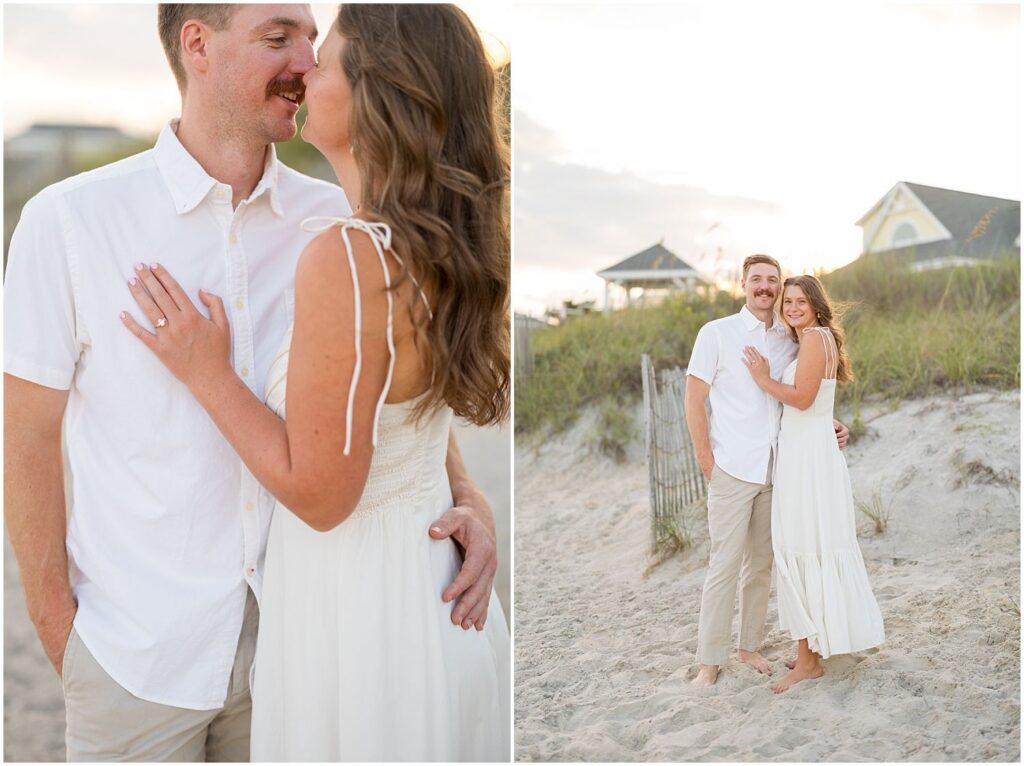 Topsail Beach Engagement Photographer, North Carolina Beach Engagement Photos, Sunset Engagement Session, Beach Engagement Photo Inspiration, Raleigh NC Engagement Photographer, Summer Engagement Photos