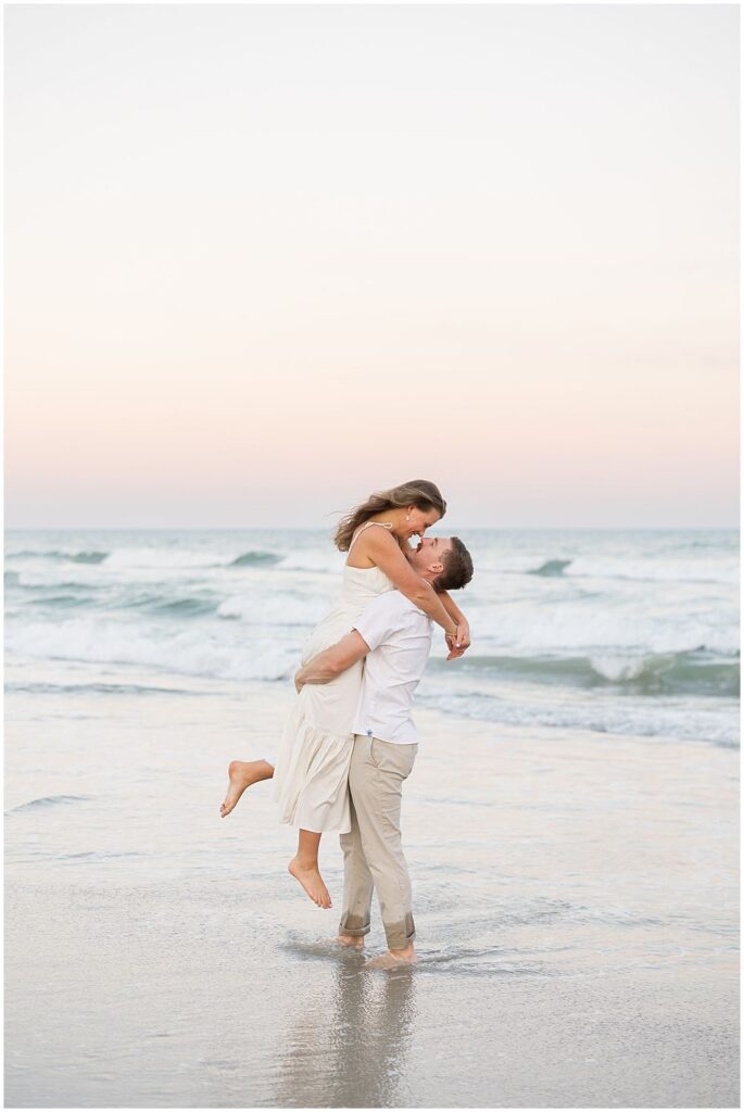 Topsail Beach Engagement Photographer, North Carolina Beach Engagement Photos, Sunset Engagement Session, Beach Engagement Photo Inspiration, Raleigh NC Engagement Photographer, Summer Engagement Photos